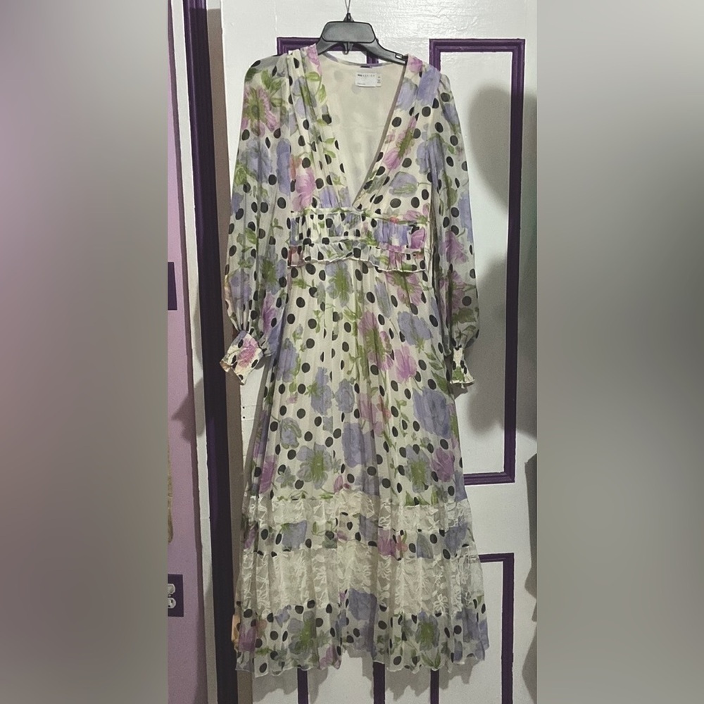 ASOS DESIGN Tall Floral Polka Dot Maxi Dress – Size US 4 (EU 36, UK 8)